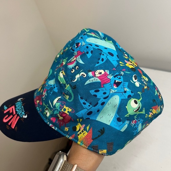 Disney Parks Monster Inc. 5 Panel Hat Cap Adult Unisex “Monster Fun” Teal, Blue - Picture 7 of 10